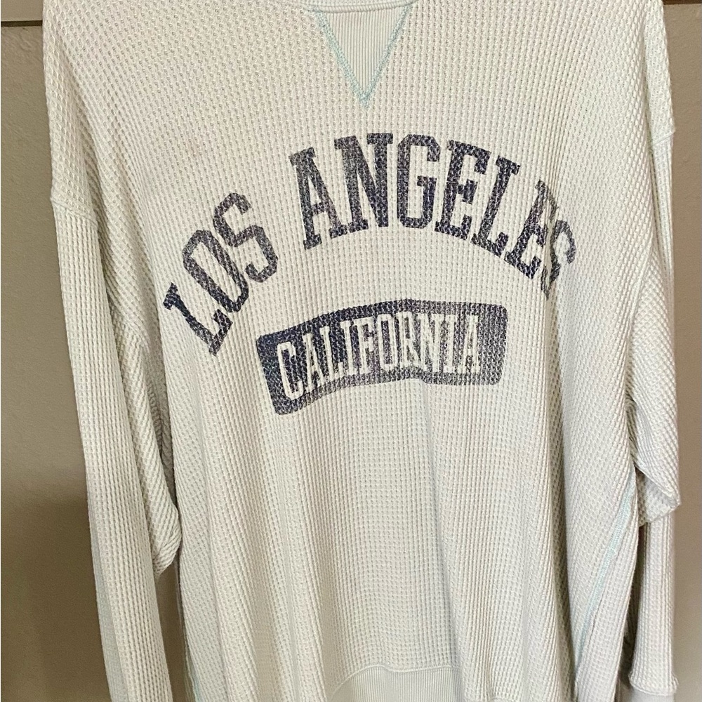 Aerie Waffle Sweater - powder blue with Dark Blue Accents